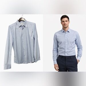 C-LAB NYC Light Blue Gingham Button Down Shirt Men’s Dress Shirt size L